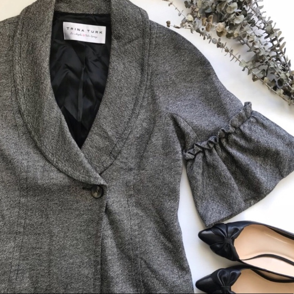 Trina Turk Bell Sleeve Tweed Blazer
